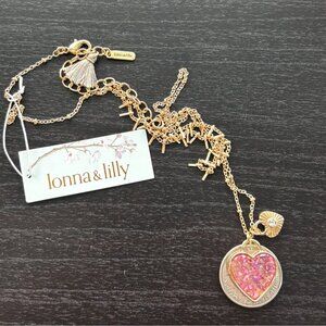 Lonna & Lilly Gold-Tone Necklace With Pink Heart Pendant Dainty Design Fashion J